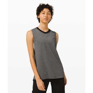 Lululemon Womens All Yours Boyfriend Tank Size 6 Micro Stripe Black White Soft